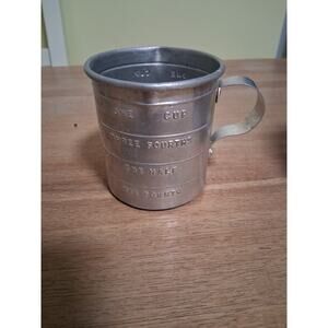 Vintage Aluminum Measuring Cup up to One Cup Embossed Markings Dyal Pour Spouts